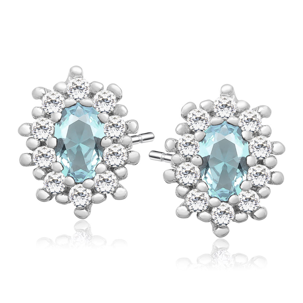 Cercei argint cu piatra bleu DiAmanti Z1099E_AQ-DIA Cercei argint cu piatra bleu DiAmanti Z1099E_AQ-DIA